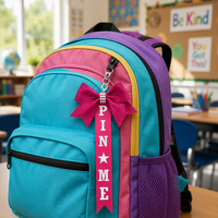 En gros, porte-clés personnalisé en ruban scolaire avec nœud, paillettes et strass, pour sac à dos et sacs à main