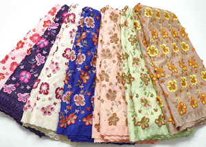 Alta calidad nueva moda precio al por mayor azul real Lafaya encaje suave gasa Suiza algodón encaje bordado tela vestido de novia - Product Image 2