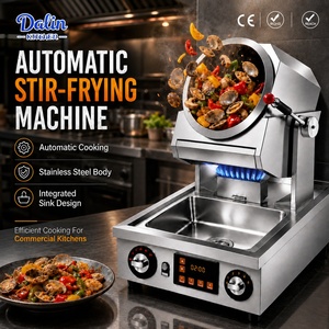 Machine à frire automatique au gaz avec évier, équipement de restaurant commercial, wok de cuisson robotisé en acier de qualité alimentaire - Product Image 1