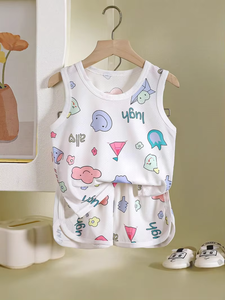 Conjunto de Dos Piezas de Ropa Infantil de Primera Calidad, Pantalones Cortos y Chaleco con Dibujos Animados - Product Image 3