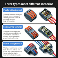 Bloque de Terminales Universal 2 Entradas 2 Salidas para Plástico, Conector Divisor de Cables de Conexión Rápida Eléctrica 250V AWG 10-26