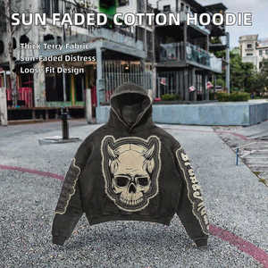 Sudadera con Capucha Personalizada con Efecto Desgastado para Hombre, Mezcla de Algodón French Terry, Sudadera con Capucha Estampada - Product Image 2