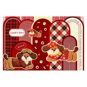 Alfombra de Entrada Interior Antideslizante con Bordado de Animales Adorables, Forma Irregular, Decoración Navideña, Diseño de Buena Fortuna - Product Image 2