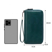 Dompet Zipper PU Matte Solid dengan Logo Custom, Dompet Tangan Wanita Buatan Tangan, Ringan, Portabel, Organizer Harian untuk Grosir