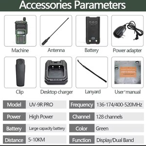 Walkie Talkie Uv-9r Pro de 8800mAh, Resistente al Agua IP68, Largo Alcance de 50km, Verde Militar, Licencia Privada, Control VOX - Product Image 2