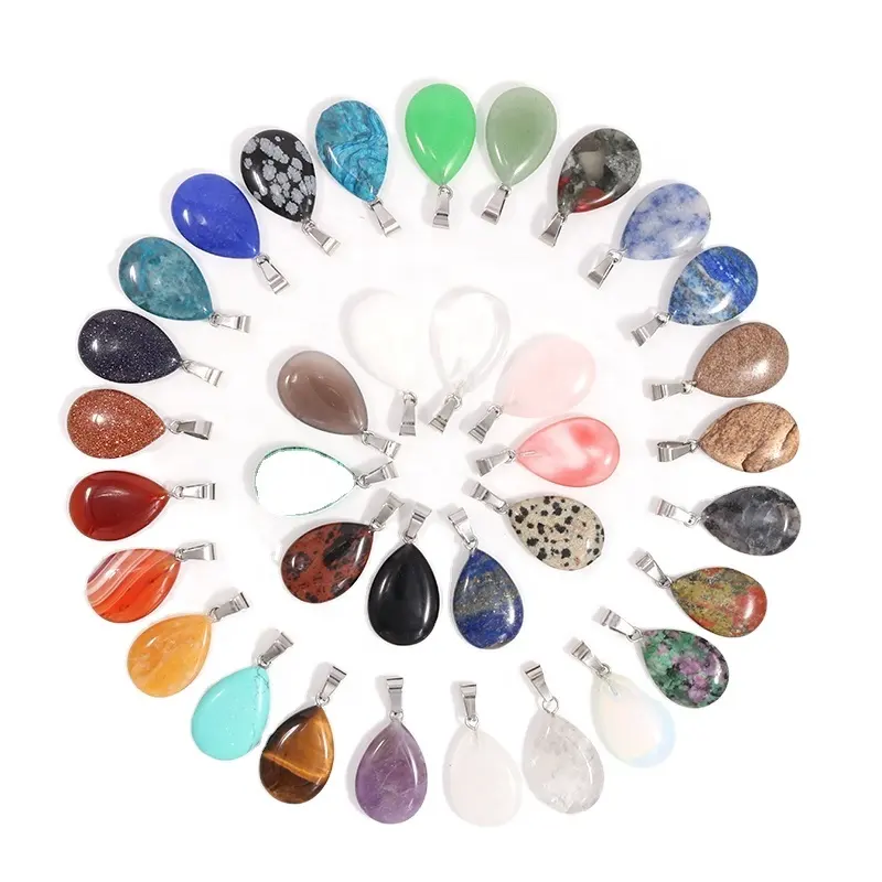 Natural Gemstone Pendant Bead Crystals Healing Stones Necklace Water Drop Pendants Charms For Jewelry Making