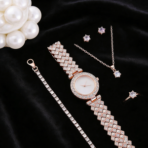 <strong>Rose</strong> <strong>Gold</strong> Single Row Zircon Ladies Fashion <strong>Watch</strong> <strong>Set</strong> - Product Image 5