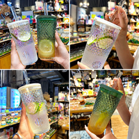 Gobelets en verre sodalime transparent de style américain, 14 oz et 21 oz, avec couvercles hermétiques et pailles, pour bière glacée, café, thé, eau