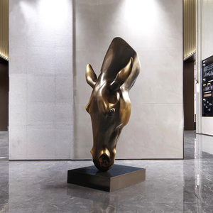 Изготовленная на заказ маленькая Античная бронзовая голова лошади бюст статуя фэн-шуй стиль лошади скульптура лица искусство для домашнего декора - Product Image 1