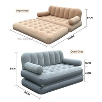 Sofá Inflable Plegable Moderno para Acampar al Aire Libre con Respaldo Elevado, Funciones de Masaje e Impermeabilidad para Uso en Sala de Estar