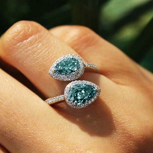 Anillos Ajustables de Circonita con Forma de Gota de Agua para Mujer, Joyería de Lujo Ligero para Fiestas - Product Image 2