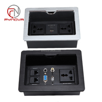 Universal Type C Flip Power Strip Câble noir Cubby Box Quatre œillets Lan Conférence Socket 16A/10A Courant nominal US Plug