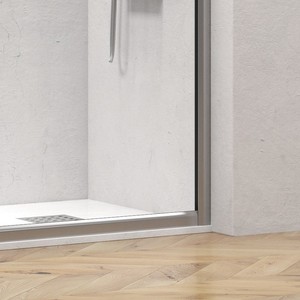 Kamalu KE-1000A Porte Doccia Scorrevoli Doppie 100x110 con Telaio Argento Opaco, Design Moderno in Vetro e Acciaio Inox, Finitura Spazzolata - Product Image 4