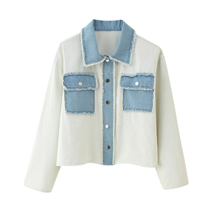 2025 Summer New Damen Cardigan Top Jacke Strick-<span class=keywords><strong>Patchwork</strong></span> im europäischen und amerikanischen Stil mit kontrastieren dem Denim-Design - Product Image 1