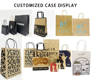 Customized Printed Logo Classic Recycled Kraft Paper <b>Gift</b> <b>Bags</b> for Milk Tea Takeout Promotion Use - Product Image 5