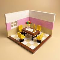 Ensemble de meubles miniatures MOC en blocs de construction, accessoires de maison de poupée, chambre à coucher, salle de bain, cuisine, bureau, jouet décoratif, cadeau créatif