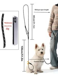 Laisse pour chien multifonctionnelle 2025 en polyester/nylon, ceinture de taille, bandoulière mains libres, dégagement rapide, sécurité automobile, réfléchissante double face - Product Image 2
