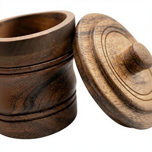 Pot à miel en bois artisanal avec couvercle à clapet hermétique, rond, minimaliste, compatible lave-vaisselle, récipient de stockage alimentaire chauffable - Product Image 5