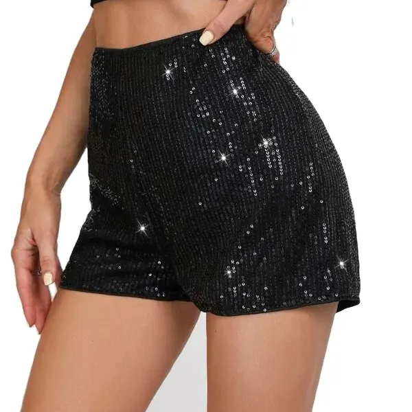 Tất cả-trong-một sequined cao-eo quần short quần short giản dị Bar Lãnh Đạo trang phục