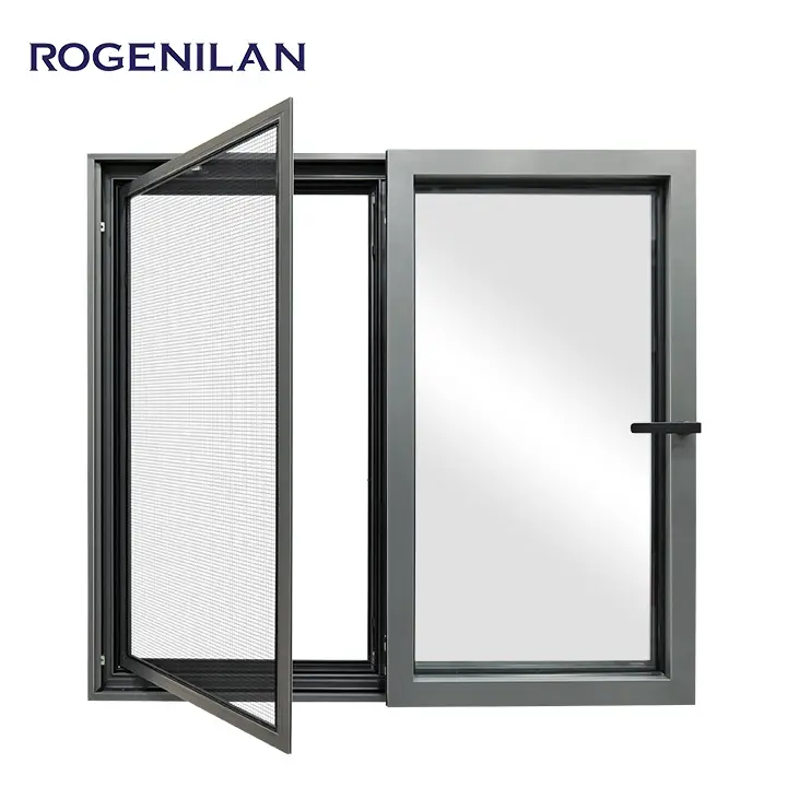 ROGENILAN German Standard Aluminum Tilt And Turn Passive Window Triple Pane Drifting Windows Sliding Windows