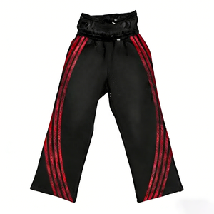 레인보우 스프레이 OEM 스트리트웨어 제조업체 더블 웨이스트 디자인 남성 하이 스트리트 스웨트팬츠 사이드 스트라이프 스크린 프린트 팬츠 - Product Image 2