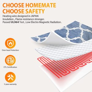 ผ้าห่มทำความร้อนไฟฟ้าแบบพกพา, ผ้าห่มอุ่นผ้าสักหลาดเชอร์ปา - Product Image 4