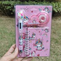 Coffret de Papeterie Animalier en Dessin Animé, Kit de Papeterie Licorne avec Stylo, Carnet et Correcteur, Fournitures Scolaires
