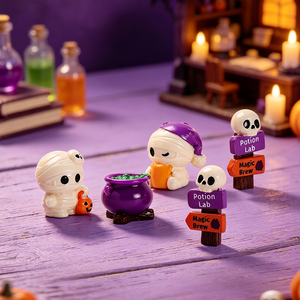 Figurines en résine miniatures d'Halloween en gros, adorables décorations de momie et de citrouille pour maisons de poupées, miniatures de micro-paysages, décoration DIY - Product Image 6