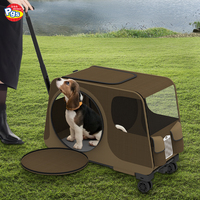PGS PTB01C Poussette pour animaux de compagnie pliable, écologique, durable, réglable, à 4 roues, imperméable, respirante, avec cadre en fil d'acier stable
