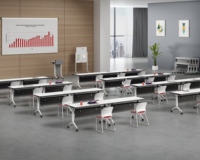 Table de formation pliable mobile avec roulettes, structure en acier, empilable pour salle de classe, école, bureau