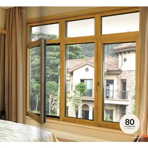 Kimsun隔音木窗设计倾斜和转向窗，带双层玻璃隔热铝包木窗