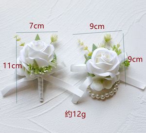 Flores de Plástico Estilo Europeo, Rosas Simuladas Blancas para Novia, Damas de Honor, Muñequeras y Flores de Pecho para Bodas, Eventos y Fiestas - Product Image 3