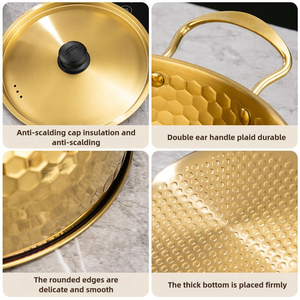Korean Double Handle Gold Silver Instant Stainless Steel Instant Noodle <strong>Small</strong> Boiling Soup <strong>Pot</strong> for Induction Cooking with <strong>Lid</strong> - Product Image 3