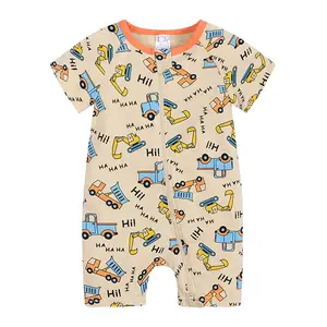 INS Toddler Summer Organic Clothes Baby Short-sleeved Pajamas Newborn Jumpsuit Bamboo Baby Zipper Romper