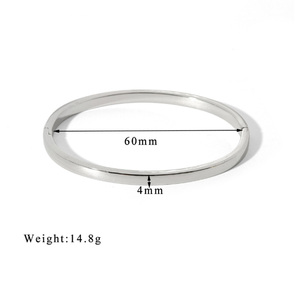 Fashion Blank <strong>Silver</strong> <strong>Bangle</strong> <strong>Bracelet</strong> Women 18K Gold Cuff <strong>Bracelet</strong> Stainless Steel Trendy Style <strong>Bracelet</strong> - Product Image 4
