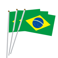 Bandera de Mano Personalizada de Poliéster de 14x21 cm con Diseño de la Selección Brasileña de Fútbol para Fanáticos del Fútbol