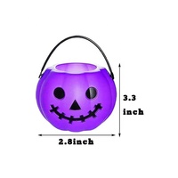 Mini Calderos de Caramelos de Halloween, Cubos de Plástico con Forma de Calabaza, Contenedores de Dulces con Asa para Decoración de Fiestas
