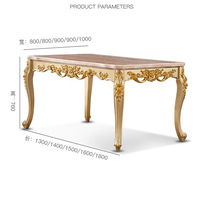 Ensemble de table à manger rectangulaire en teck massif doré de luxe, design antique français, écologique, durable, meubles pour la maison et l'hôtel