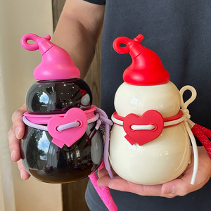 2026 New Gourd-shaped 316 Stainless Steel Vacuum <b>Flask</b>, Large Capacity <b>Straw</b> Water Bottle for Students & Girls - Product Image 1