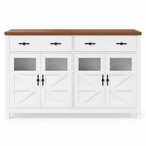 <span class=keywords><strong>Buffet</strong></span> moderne en bois <span class=keywords><strong>blanc</strong></span> avec tiroirs et portes coulissantes en verre, grand rangement, meubles de cuisine et de salle à manger - Product Image 2