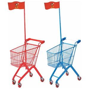 توريد OEM سيارة تسوق بلاستيكية روتاشونال للأطفال عربة تسوق مع أعلام - Product Image 6