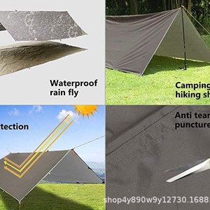 ผ้าใบกันน้ำ Woqi ขนาด 300x300 ซม. ผลิตจากผ้า Oxford สำหรับกางเต็นท์กลางแจ้ง สีน้ำตาลเข้ม รูปทรงสี่เหลี่ยม - Product Image 4