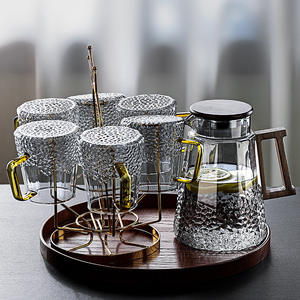 Jarra de <span class=keywords><strong>agua</strong></span> de vidrio de borosilicato, tetera, jarra para beber para Limón, jugo de fruta, olla, botella de bebida de cocina, Juego de tapa de acero inoxidable - Product Image 1