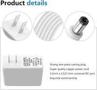 ESann DC5V 1A 5.5X2.5MM 100V ~ 240V AC à DC lampe de bureau couleur blanche adaptateur secteur mural pour moniteur de caméra lumière LED