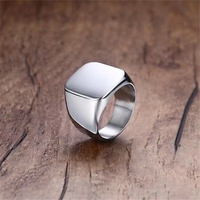 316L Edelstahl Hypoallergene Championship-Ring-Rohlinge Fingerring-Designs Silberring Quadratische Breite Siegelringe