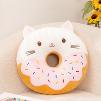 Coussin en peluche en forme de donut kawaii de 42 cm, adorable pingouin, chat, mouton, ours, pour chaise, canapé