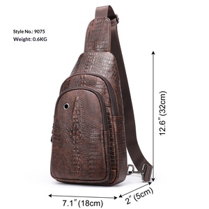 Bolso Cruzado de Piel Auténtica con Estampado de Cocodrilo para <span class=keywords><strong>Hombre</strong></span>, Estilo Retro, Multifuncional, Impermeable y Resistente al Desgaste - Product Image 1