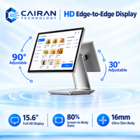 Caisse enregistreuse tactile double écran Cairan, corps métallique de luxe pour le commerce de détail, ultra-mince, cadre fin, 15,6 et 10,1 pouces, Android, NFC, Wi-Fi