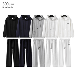 300 GSM Wholesale Breathable OEM Custom logo Printing Casual Unisex <b>Men's</b> <b>Pullovers</b> Long Sleeves Hoodie Set <b>for</b> <b>Men</b> - Product Image 1