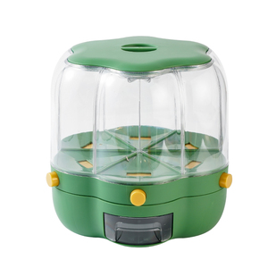 Kitchen 360 Degree Ratating Sealed 6 Grids Rice Grain Cereal Containers Storage Set